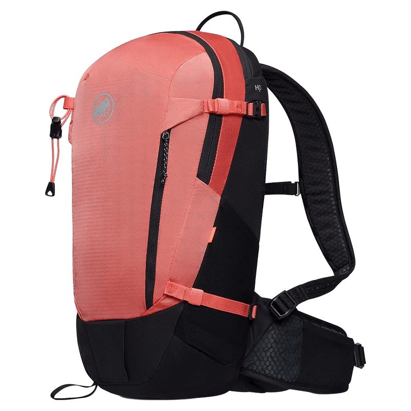 Main view of the Mamut Lithium 15 Backpack in Salmon Black colourway, women's model