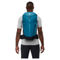 Carried view of the Mamut Lithium 30L Backpack in Sapphire Black colourway, unisex's model