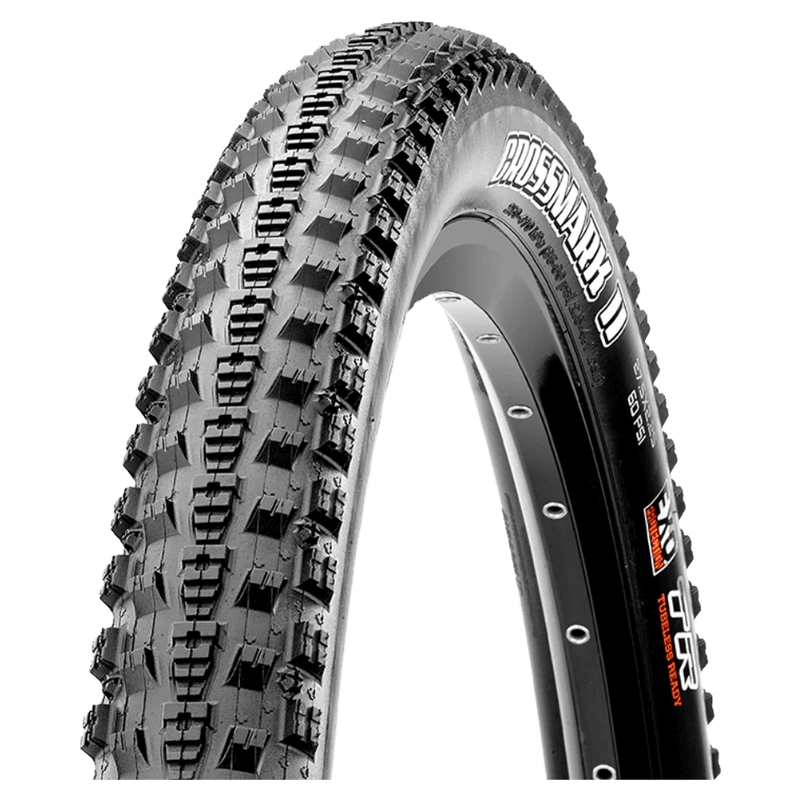 Main view of the Maxxis Crossmark II Bike Tyre in Black colourway, Wire 60TPI model
