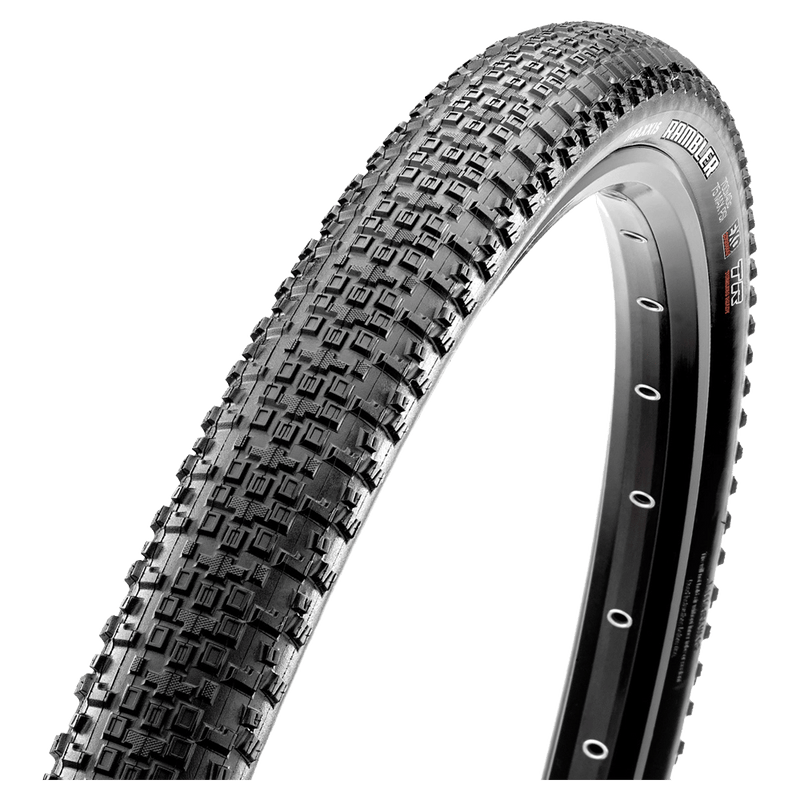 Main view of the Maxxis Rambler Bike Tyre in Black colourway, Dual Compound model