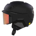 Side view of Oakley Mod 5 snow Helmet in Blackout with Rose Gold lens featuring MIPS protection, BOA fit system, magnetic fidlock and active ventilation