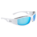 Mian view of the Modest Lucio Sunglasses in White, Dark smoke lens, unisex model