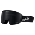 Main view of the Modest Realm Goggles in Black, Black lens, unisex model