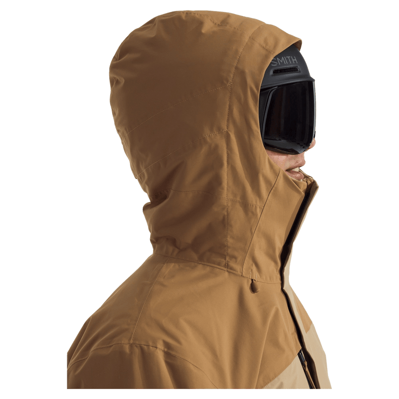 Man wearing The North Face Freedom Insulated Ski Jacket in Utility Brown-Khaki Stone