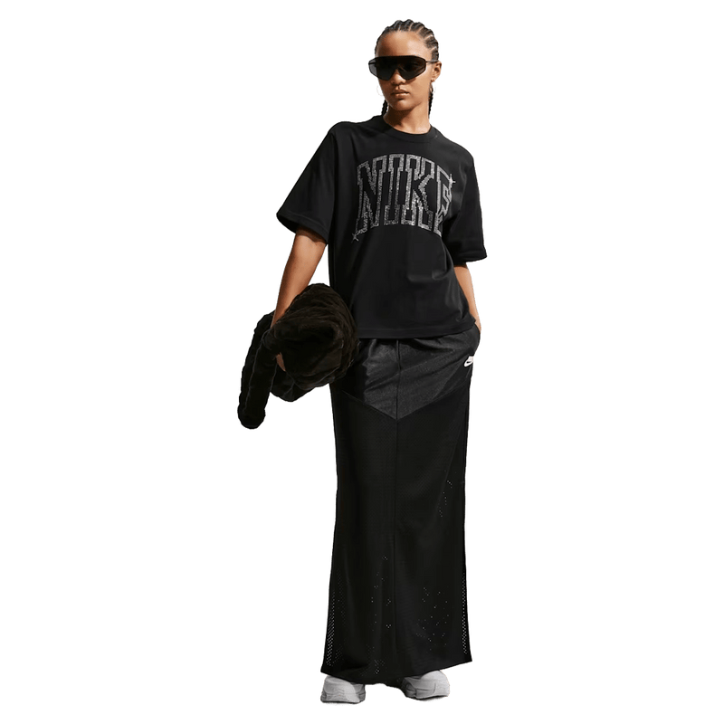 Front view of the Nike Classic Tee in Black colourway, women model
