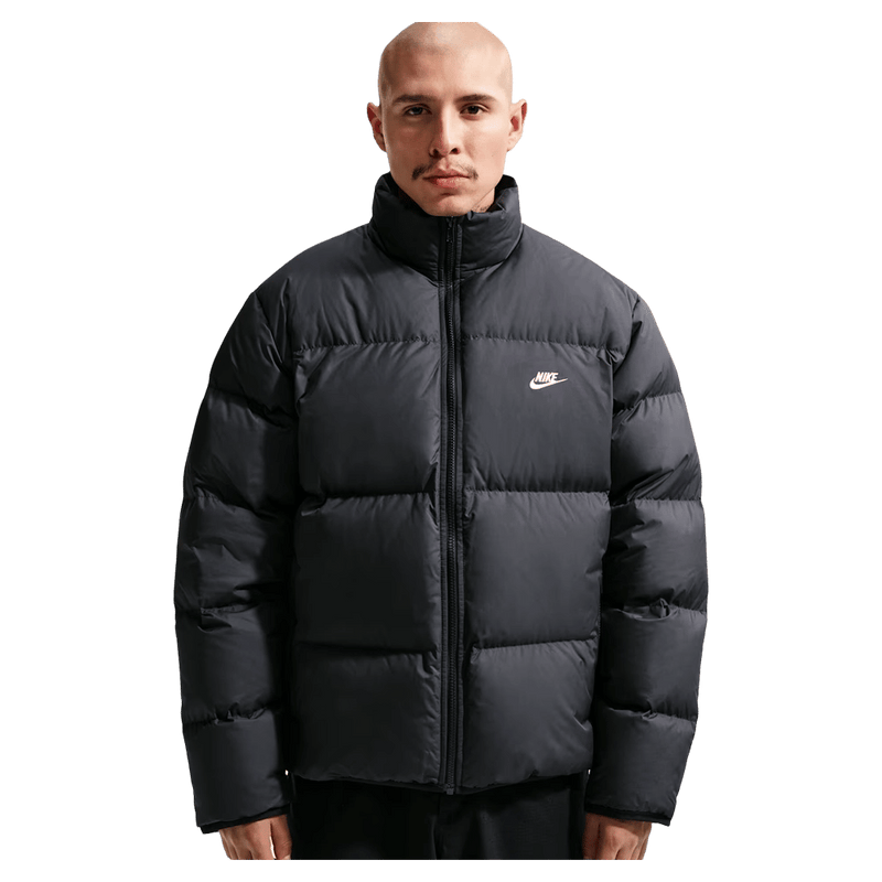 Main view of the Nike Club Down Puffer in Black colourway, unisex model