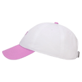 Side view of the Nike Club Cap in White and Lt Magenta colourway, unisex model