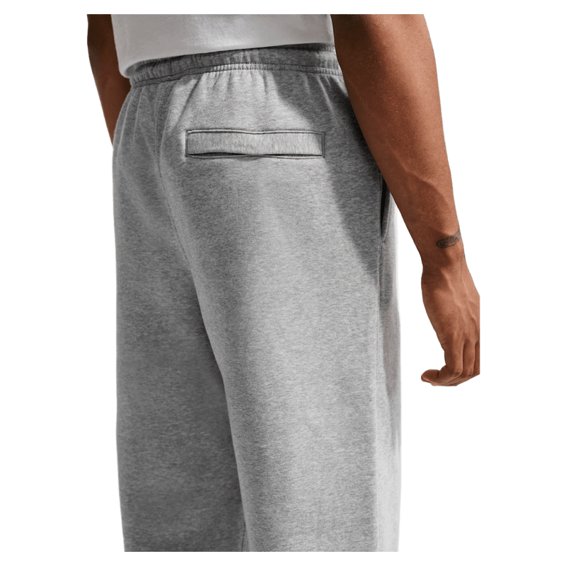 Detail view of the Nike Club Fleece Pants in Dark Grey Heather colourway, men model