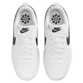 Top view of the Nike Court Borough Low Recraft Shoes in White and Black colourway, kids model