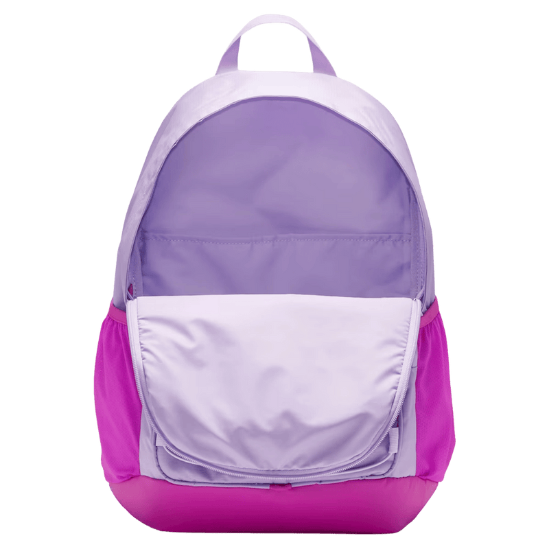 Pocket view of the Nike Hayward Backpack in Hyper Violet colourway, kids model