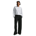 Front view of the Nike Sportswear Chill Terry Crew Neck in Birch Heather colourway, women model