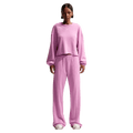 Front view of the Nike Sportswear Chill Terry Crew Neck in Light Magnenta colourway, women model