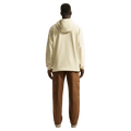 Back view of the Nike Sportswear Club Hoodie in Light Khaki and white colourway, unisex model