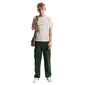 Front view of the Nike Sportswear Tee in Light Orewood Brown colourway, kids model