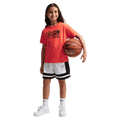 Front view of the Nike Sportswear Tee in Turf Orange colourway, kids model