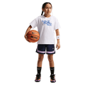 Front view of the Nike Sportswear Tee in White colourway, kids model