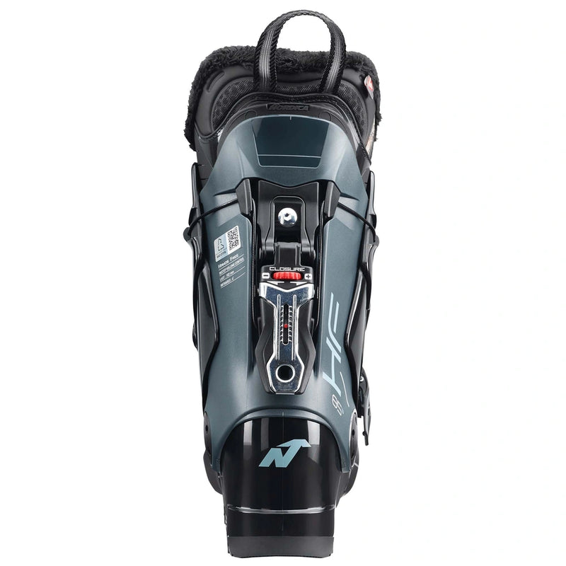 Back view of the Nordica 2026 HF 85 GW Ski Boots in Black/Green/Aqua colourway, womens's model.