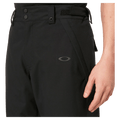 Detail view of the Oakley Best Cedar Rc Insulated Ski Pants in Blackout colourway, mens's model