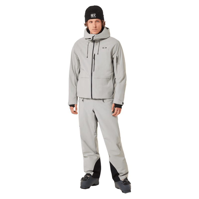 Front view of the Oakley Canopy Insulated Ski Jacket in Cement colourway, men's model