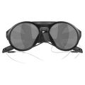 Folded view of the Oakley Clifden Sunglasses in Matte Black, Prizm Black Iridium lens, unisex model