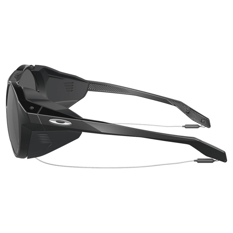Side view of the Oakley Clifden Sunglasses in Matte Black, Prizm Black Iridium lens, unisex model
