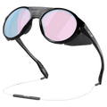 Main view of the Oakley Clifden Sunglasses in Polished Black, Prizm Snow Sapphire lens, unisex model