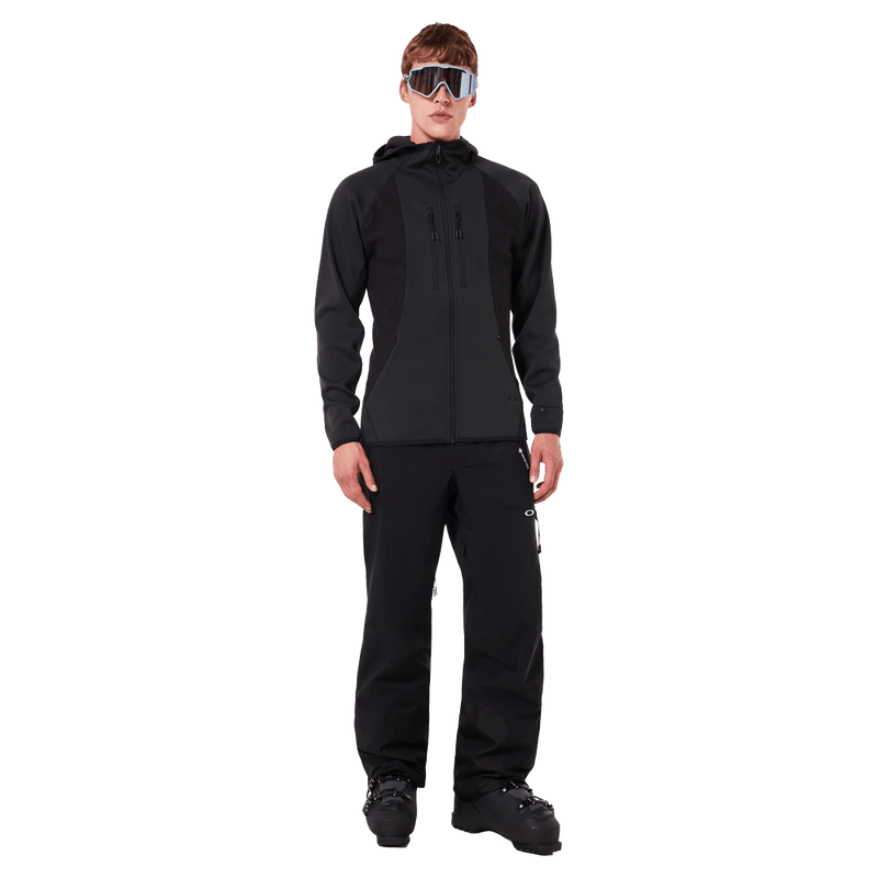 Front view of the Oakley Drift Tech Fleece Hoodie in Black colourway, men's model