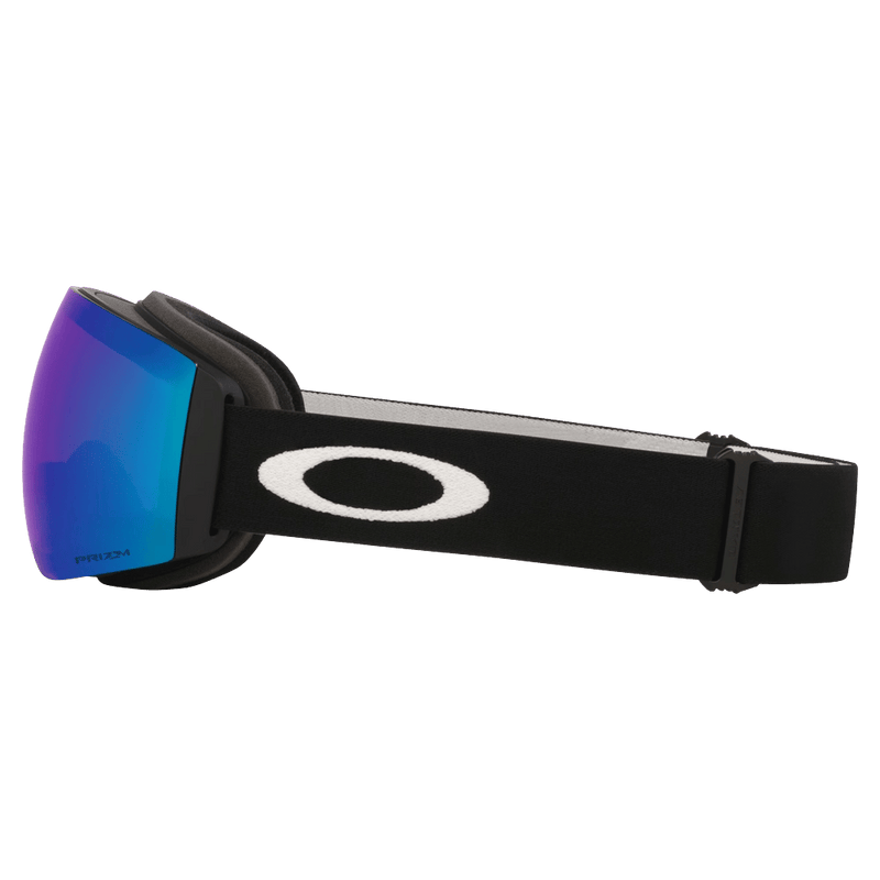 Side view of the Oakley Flight Deck Pro XM Goggles in Black, Prizm Argon and Iced lens, unisex model