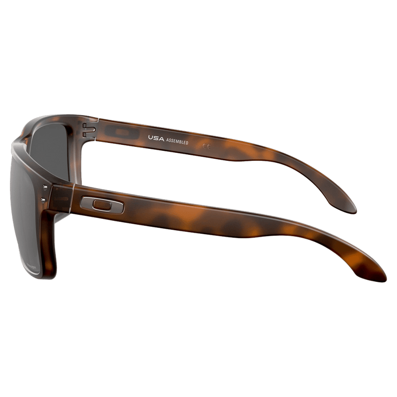Side view of the Oakley Holbrook Sunglasses in Matte Brown Tortoise, Prizm Black lens, unisex model