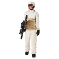 Front view of the Oakley Jasmine Insulated Ski Pants in Mist and Pebble colourway, women's model