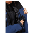 Inside view of the Oakley Kendall Rc Shell Ski Jacket in ABYSS and BLACK colourway, women's model