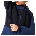 Vents view of the Oakley Kendall Rc Shell Ski Jacket in ABYSS and BLACK colourway, women's model
