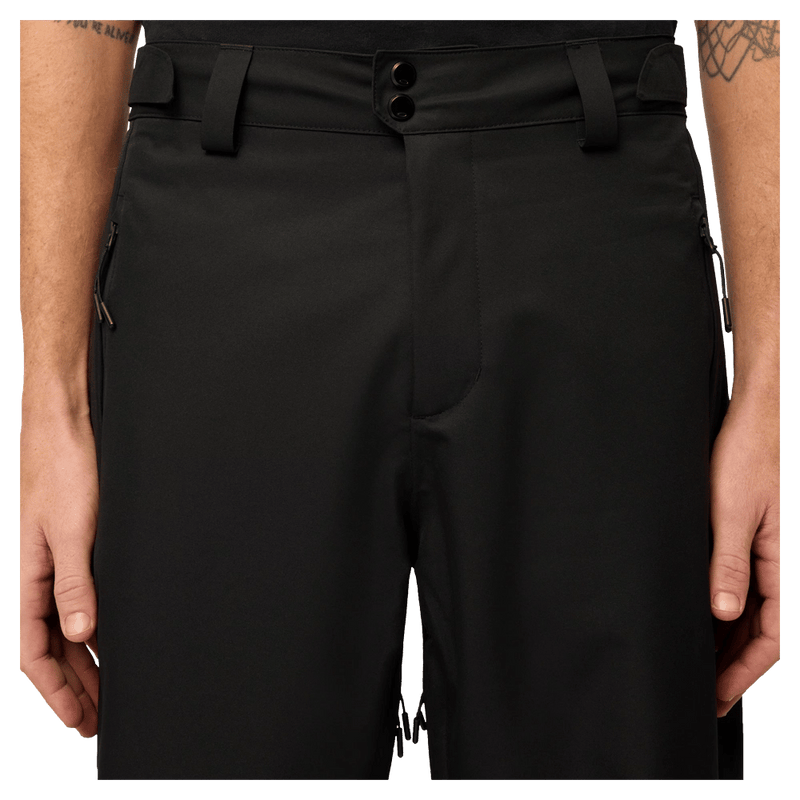 Waist view of the Oakley Kendall Rc Shell Ski Pants in Black and White colourway, men's model