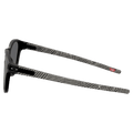 Side view of the Oakley Latch Sunglasses in Matte Black, Prizm Black Polar lens, unisex model