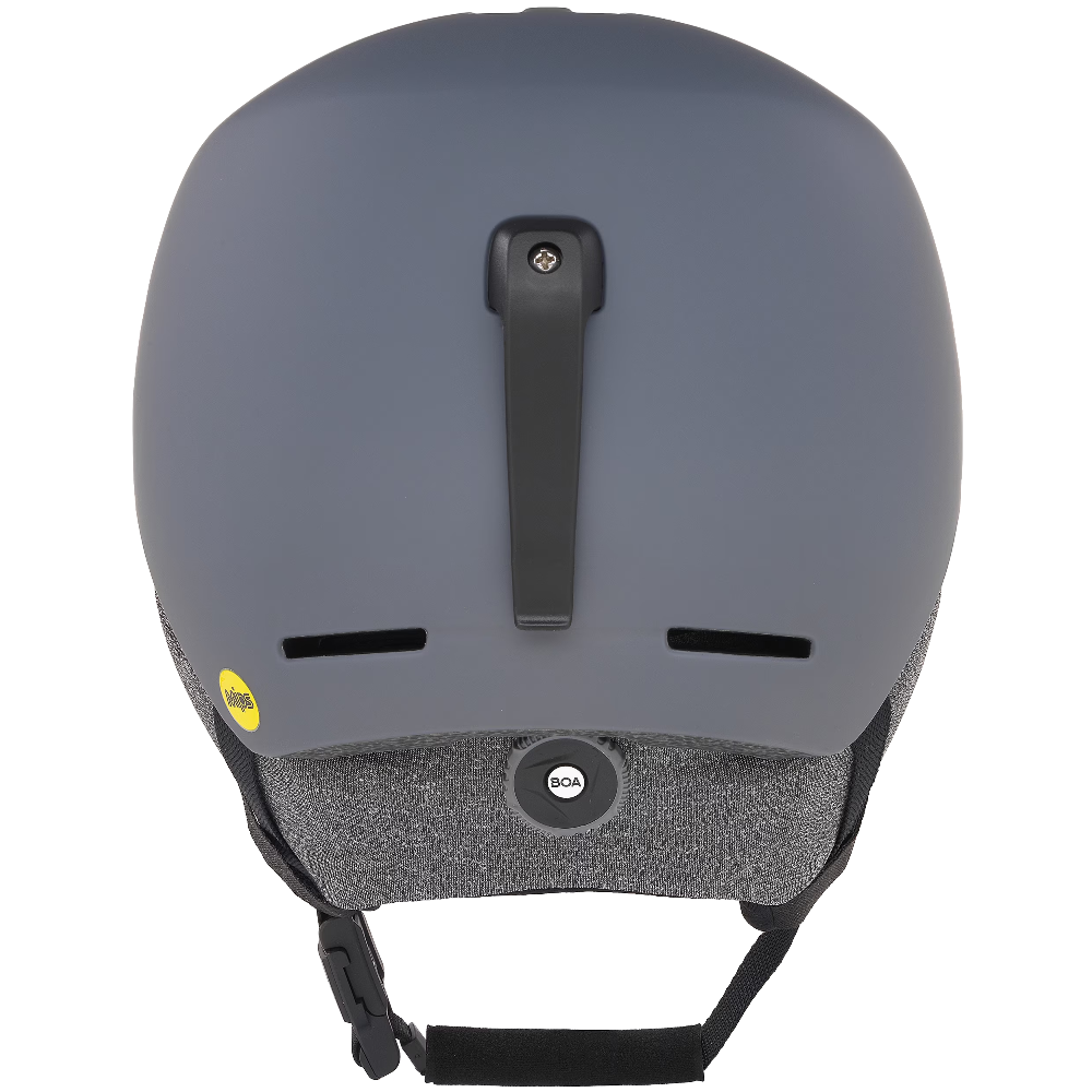 Back view of Oakley Mod 1 snow Helmet in Forged Iron featuring Mip protection, BOA fit system and magnetic fidlock