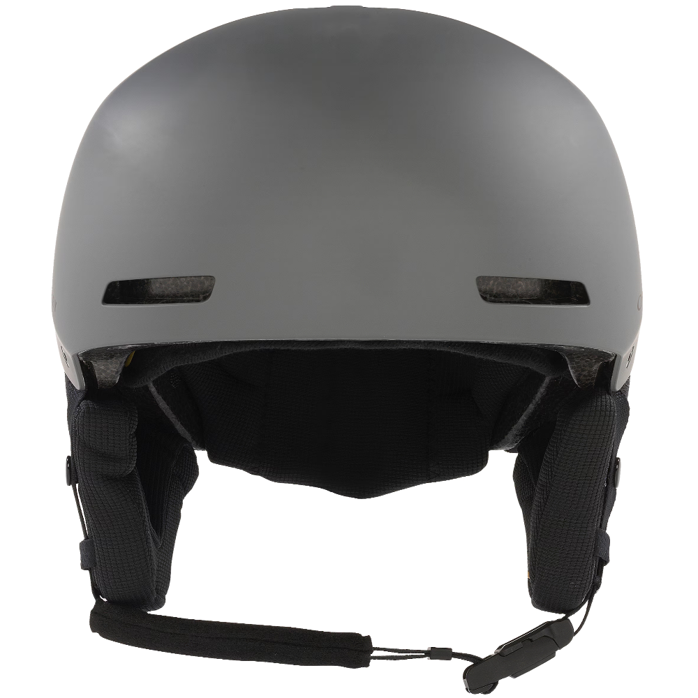 Front view of Oakley Mod 1 Pro snow Helmet in Forged Iron featuring Mip protection, BOA fit system and magnetic fidlock