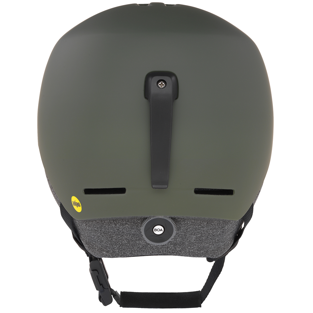 Back view of Oakley Mod 1 snow Helmet in Dark Brush featuring Mip protection, BOA fit system and magnetic fidlock
