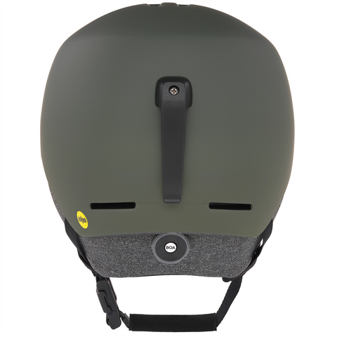 Back view of Oakley Mod 1 snow Helmet in Dark Brush featuring Mip protection, BOA fit system and magnetic fidlock