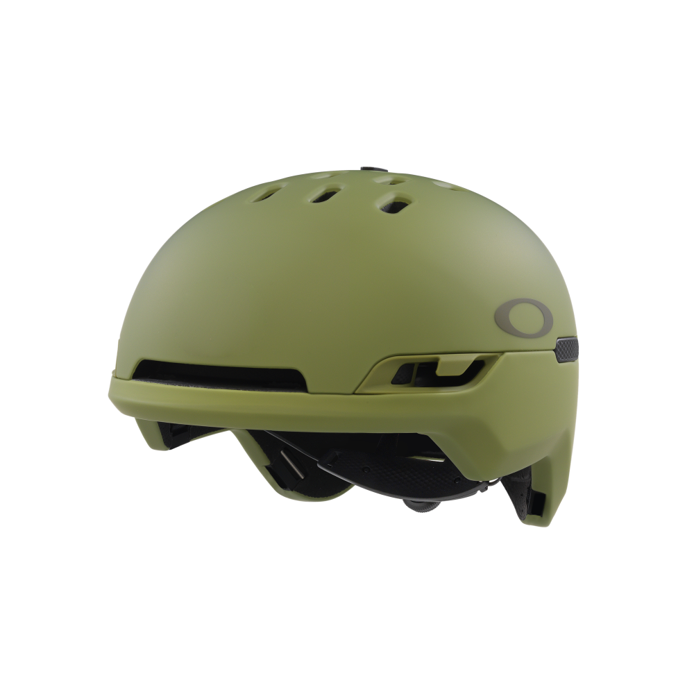 Side view of Oakley MOD BC snow Helmet in Matte Fern and Dark Brush featuring featuring MIPS proteciton, BOA fit system, hidden hat bottom, front fixed vents, active vents