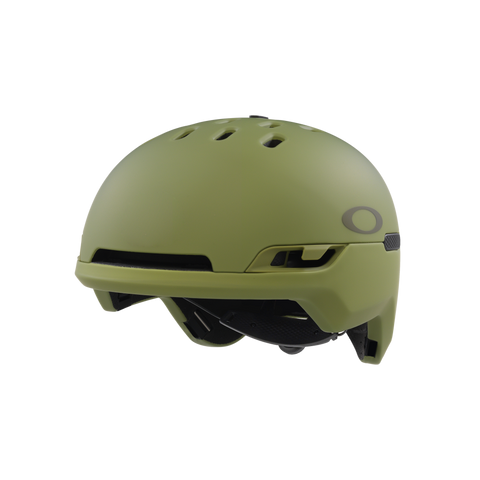 Side view of Oakley MOD BC snow Helmet in Matte Fern and Dark Brush featuring featuring MIPS proteciton, BOA fit system, hidden hat bottom, front fixed vents, active vents