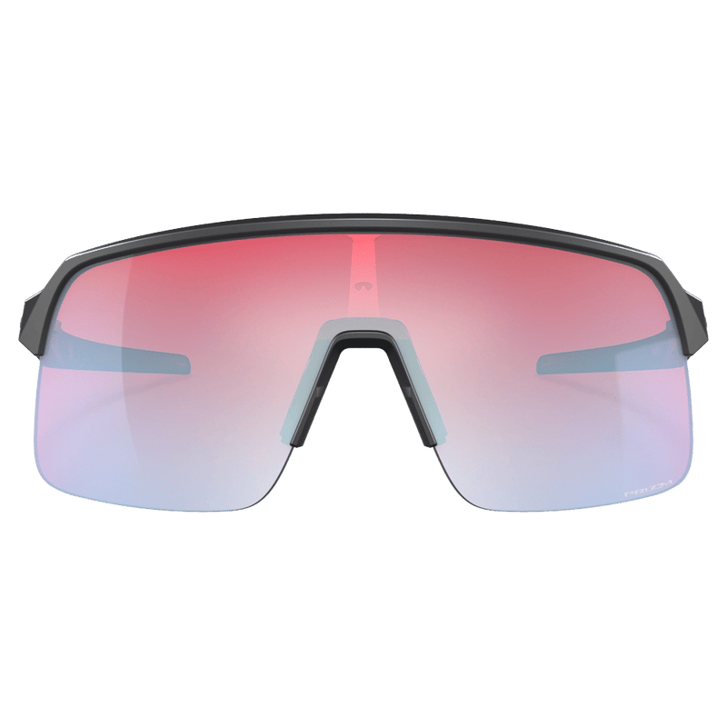 Front view of the Oakley Sutro Lite Sunglasses in Matte Carbon, Prizm Snow Sapphire lens, unisex model