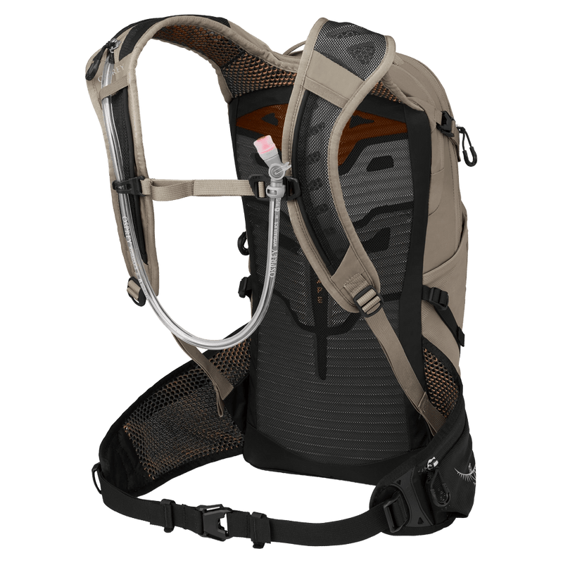 Back view of the Osprey Raptor 14L Hydration Bag in Grey colourway, men model