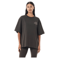 Front view of the P.E Nation Established Tee in Dark Olive colourway, women model