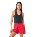 Front view of the P.E Nation Renewal Tank in Marine Blue and Strawberry colourway, women's model