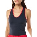Close view of the P.E Nation Renewal Tank in Marine Blue and Strawberry colourway, women's model