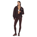 Unzipped view of the PE NATION Established Zip Thru Hoodie Mahogany Jumper, 26/27 Womens's model