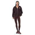 Full view of the PE NATION Established Zip Thru Hoodie Mahogany Jumper, 26/27 Womens's model