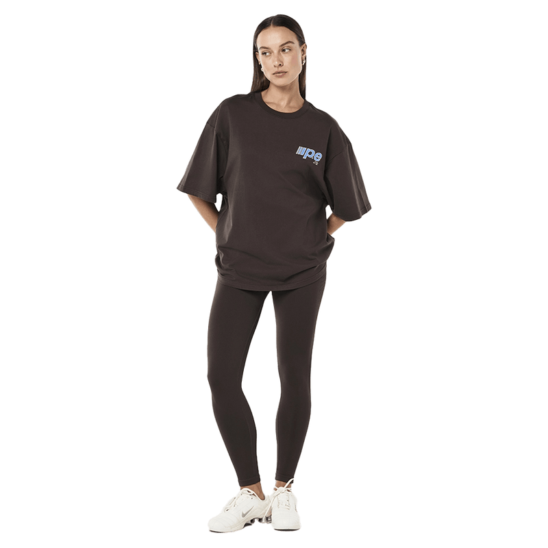 Main view of the PE NATION Glide Oversized Tee Coffee Tee, 26/27 Womens's model