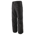 Black Patagonia Storm Shift Ski Pants in a three-quarter view featuring a snap-button waist and belt loops.