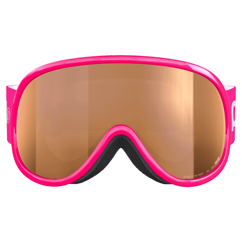 Front view of the Poc POCito Retina Goggles in Flourescent Pink colourway, kids's model
